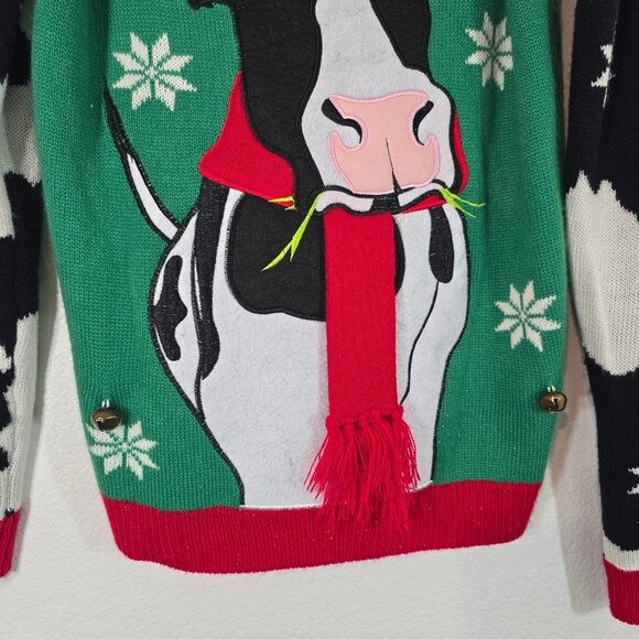 Jolly Sweaters Ugly Christmas Sweater Women Medium Pullover Cow Acrylic Party - Picture 3 of 8